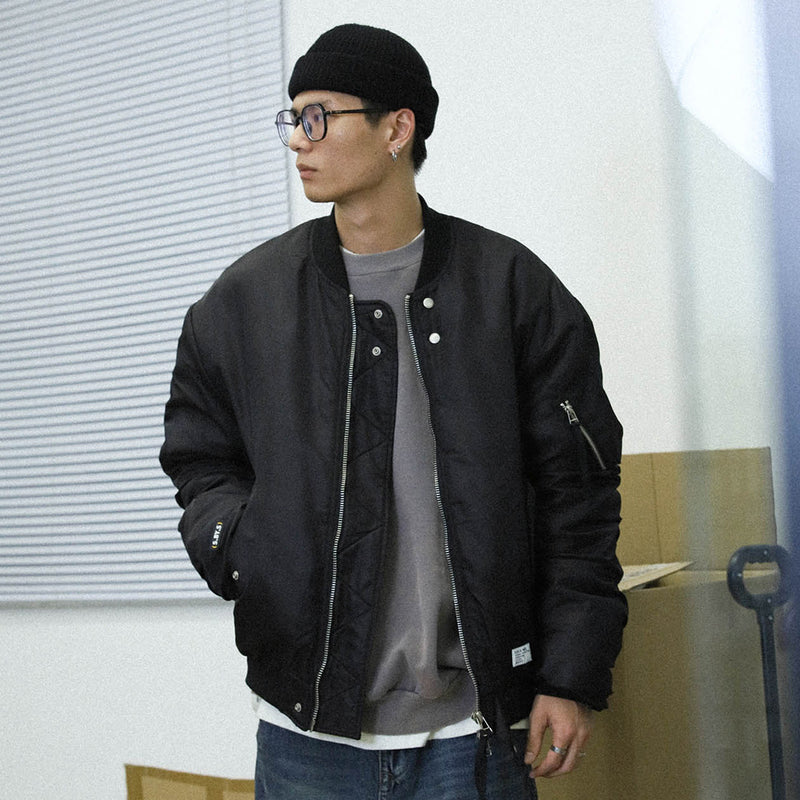 Solid Color Men's plus Size Retro Sports Long Sleeve Top Loose Jacket Men Cotton Padded Jackets