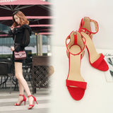 Black Strappy Heels Spring/Summer Women's Fashion Shoes Stiletto Heel High Heel Sandals