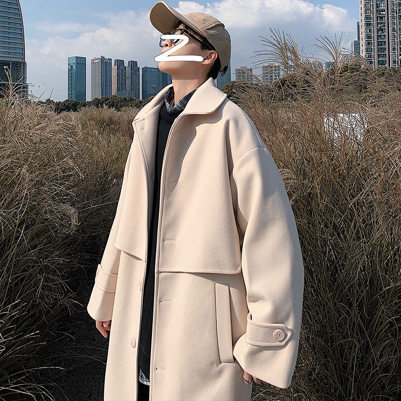 Winter plus Size Loose Men's Coat Vintage Coat Top Overcoat Men Trench Coat