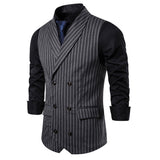 Tuxedo Vests Autumn Suit Vest Men's Vintage Stripe plus Size Sleeveless Suit Vest