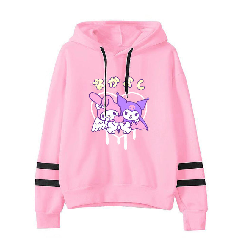 My Melody Hoodie Kuromi Cute Pattern Printed Parallel Bars Hooded Sweater