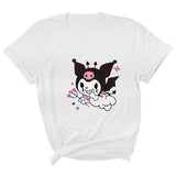 My Melody Hoodie Kuromi Cute Funny Cartoon Pattern Printed Short Sleeve round Neck T-shirt
