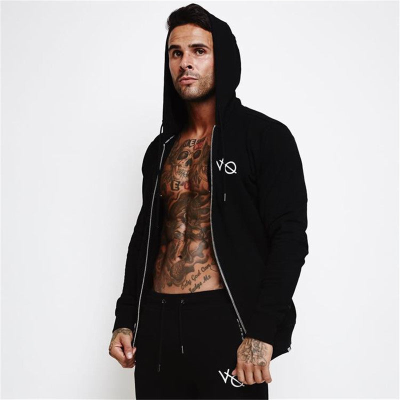 Men's Sports Hoodie Men Sweatshirts Fitness Male's Hoodies Muscle Workout Zipper Cotton Sweater Fitness Men's Long Sleeve