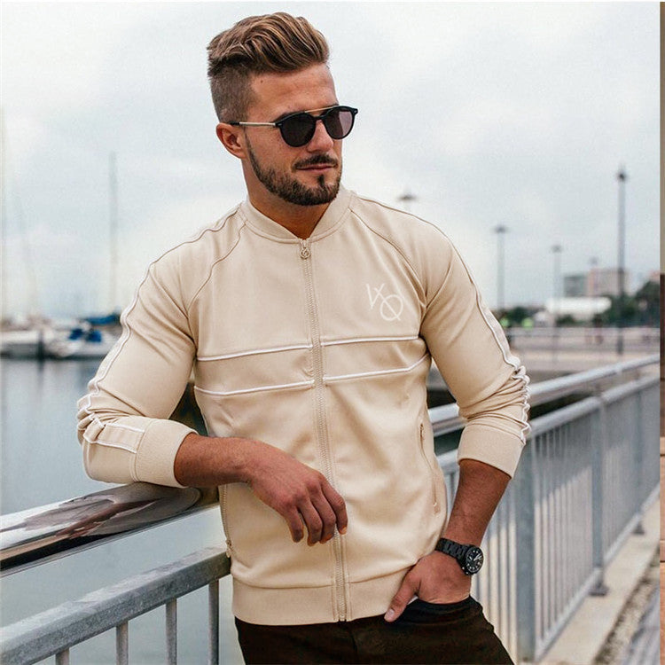 Varsity Men's Sports Hoodie Men Sweatshirts Fitness Male's Hoodies Spring and Autumn Men's Casual Sports Jacket Stand Collar Cardigan Outdoor Baseball Jacket