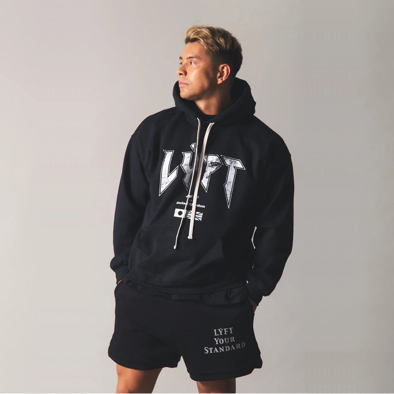 Men's Sports Hoodie Men Sweatshirts Fitness Male's Hoodies Sports Leisure Pullover Fall Winter Hooded Fitness Sweater Men's Loose Running Training Wear Jacket