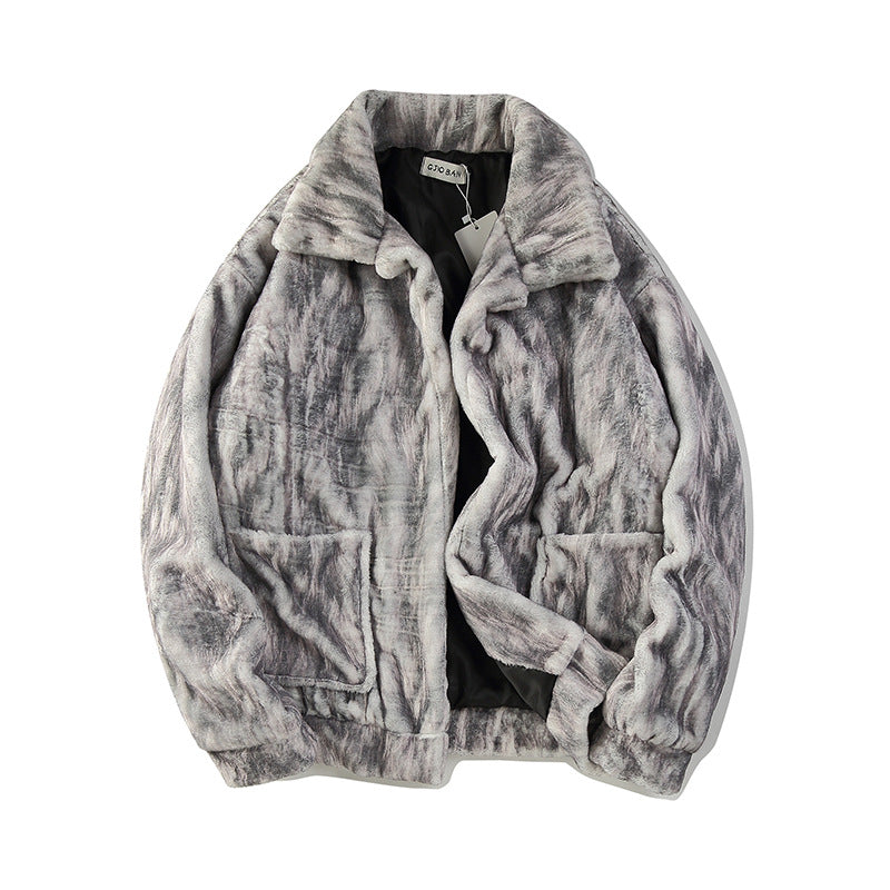 Printed Thickening Cotton-Padded Coat Men's plus Size Retro Sports Casual Long-Sleeved Top Baggy Coat Men Cotton Padded Jackets