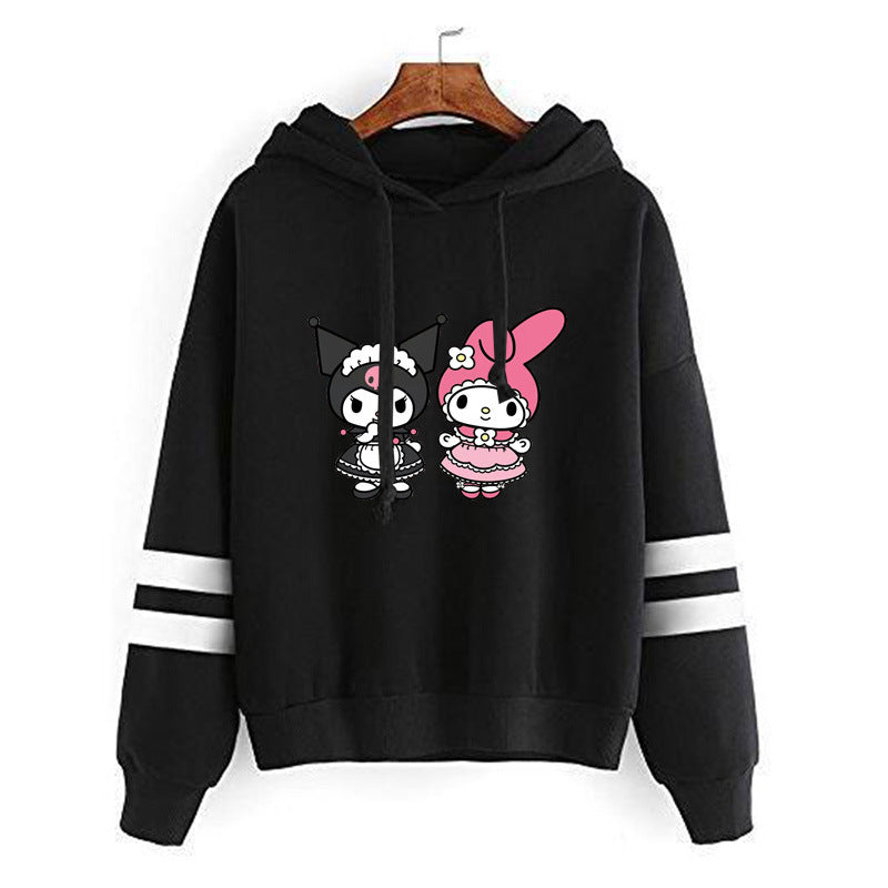 My Melody Hoodie Kuromi Cute Pattern Printed Parallel Bars Hooded Sweater