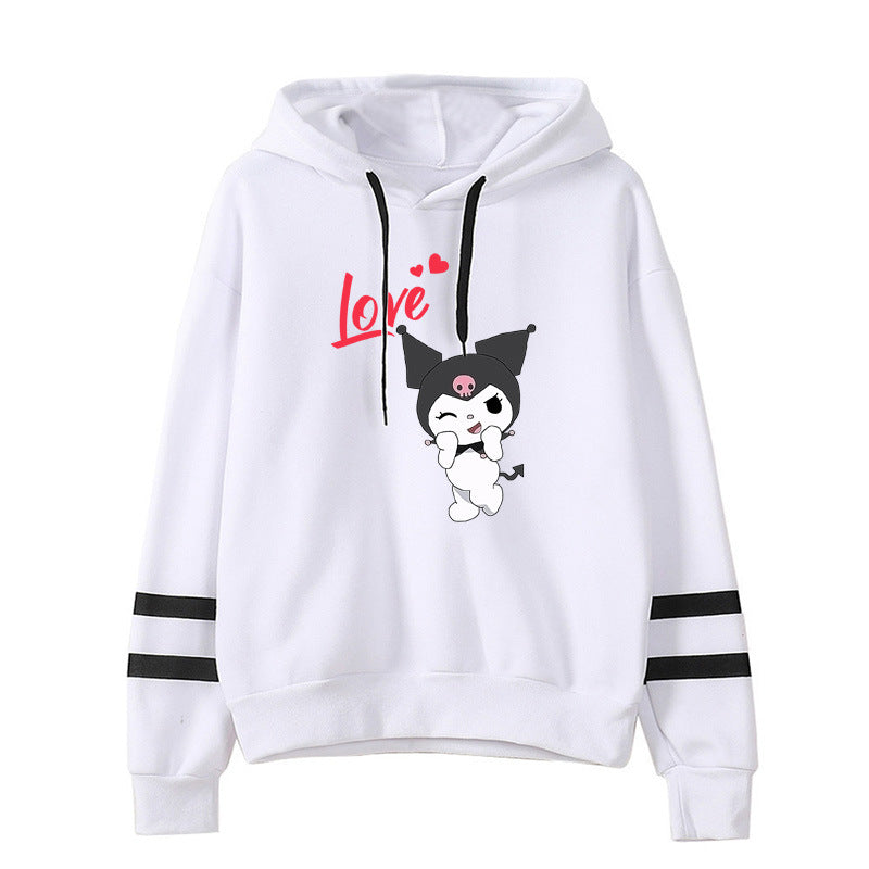 My Melody Hoodie Kuromi Cute Series Pattern Printed Parallel Bars Hooded Sweater