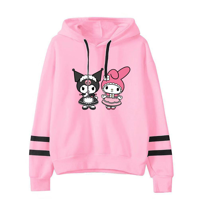 My Melody Hoodie Kuromi Cute Pattern Printed Parallel Bars Hooded Sweater