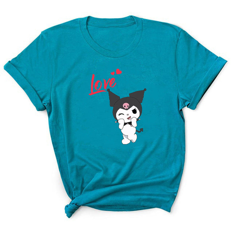 My Melody Hoodie Kuromi Cute Series Pattern Printed Short Sleeve round Neck T-shirt