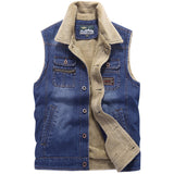Men's Vest Casual Sleeveless Jacket Men Jacket Winter Men's Denim Vest Fleece Vest Casual Men