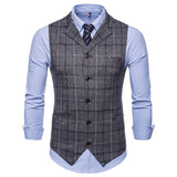 Mens Dress Vests Business Waistcoat Men's Autumn and Winter Business Casual Plaid Suit