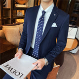 Mens Graduation Outfits Men's Suit Set Business Casual Small Suit Jacket Youth Slim Fit Bridegroom Three-Piece Wedding Professional Top