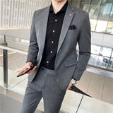 Mens Graduation Outfits Men's Suit Set Business Casual Small Suit Jacket Youth Slim Fit Bridegroom Three-Piece Wedding Professional Top