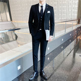 Mens Graduation Outfits Men's Suit Set Business Casual Small Suit Jacket Youth Slim Fit Bridegroom Three-Piece Wedding Professional Top