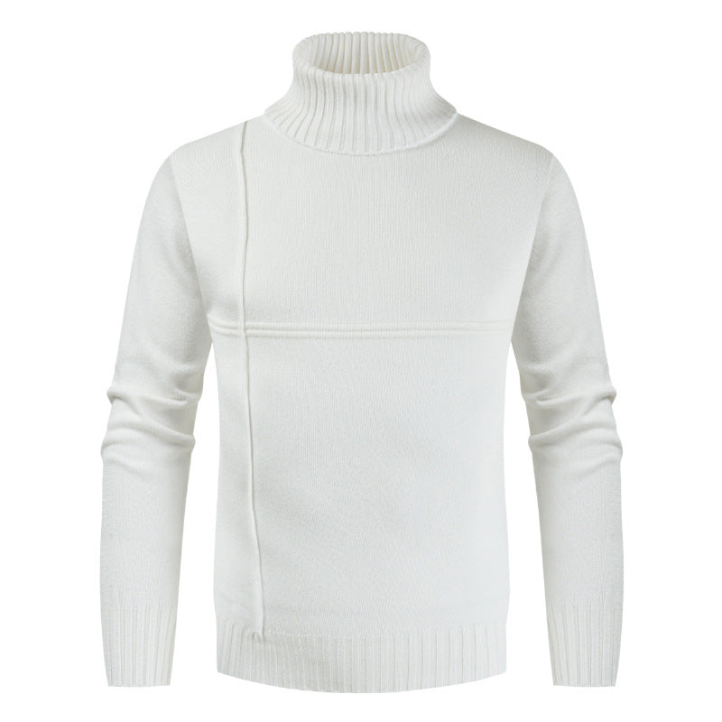 Winter Men's Personalized Striped Turtleneck Slim-Fit Jumper Knitwear Large Size Fashion Bottoming Shirt Men Pullover Sweaters