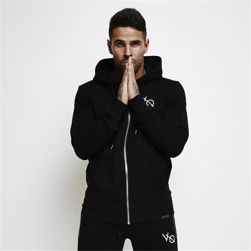Men's Sports Hoodie Men Sweatshirts Fitness Male's Hoodies Muscle Workout Zipper Cotton Sweater Fitness Men's Long Sleeve