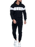Men Tracksuit Set Jogging Suits Mens Winter Men's Exercise Workout Outfit Color Matching Men's Casual Suit