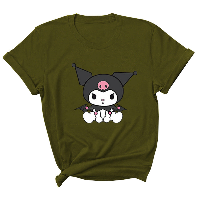 My Melody Hoodie Kuromi Cute Printed Short Sleeve round Neck T-shirt