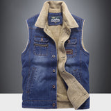 Men's Vest Casual Sleeveless Jacket Men Jacket Winter Men's Denim Vest Fleece Vest Casual Men