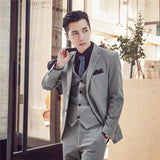 Casual Groom Attire Tuxedo Suits for Men Business Men Suit Autumn and Winter Suit Men's Three-Piece Casual Business Blazer