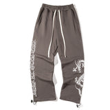 Flower Print Sweatpants Men's Large Size Retro Sports Casual Pants Harajuku Style Street Fashion Loose Pants Men Pants