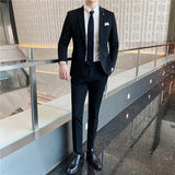 Mens Graduation Outfits Men's Suit Set Business Casual Small Suit Jacket Youth Slim Fit Bridegroom Three-Piece Wedding Professional Top