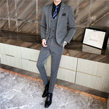 Mens Graduation Outfits Men's Suit Set Business Casual Small Suit Jacket Youth Slim Fit Bridegroom Three-Piece Wedding Professional Top