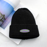 Women Beanies Hat Female Autumn and Winter Woolen Hat Preppy Style Letter Label Couple Warm Male