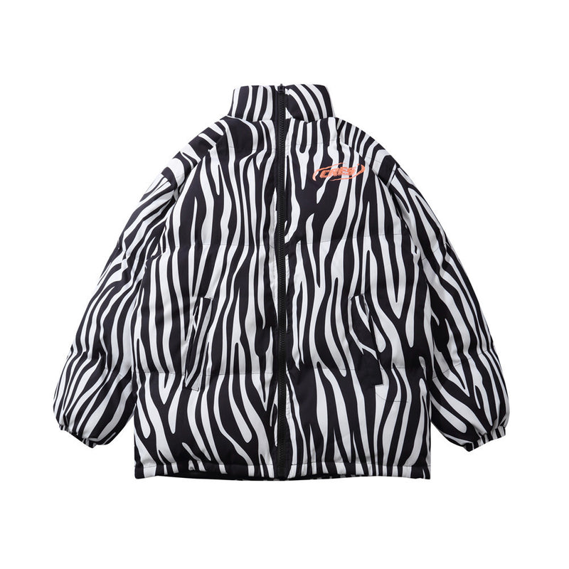 Printed Cotton-Padded Jacket Men's plus Size Retro Sports Casual Long Sleeve Loose Winter Warm Jacket Men Cotton Padded Jackets