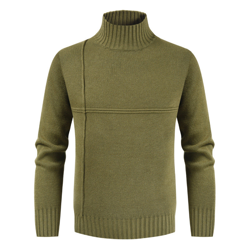 Winter Men's Personalized Striped Turtleneck Slim-Fit Jumper Knitwear Large Size Fashion Bottoming Shirt Men Pullover Sweaters