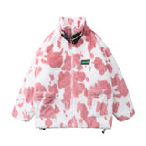 Cow Spot Print Men's Large Size Retro Sports Loose Top Long Sleeve Coat Men Cotton Mixed Jackets