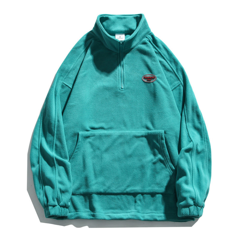 Stand Collar Sweater Men's plus Size Retro Sports Coat Loose Winter Warm Fleece Lined Sweatshirt Men Thermal Hoodie