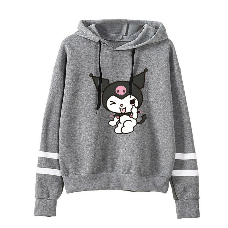 My Melody Hoodie Kuromi Cute Pattern Printed Parallel Bars Hooded Sweater