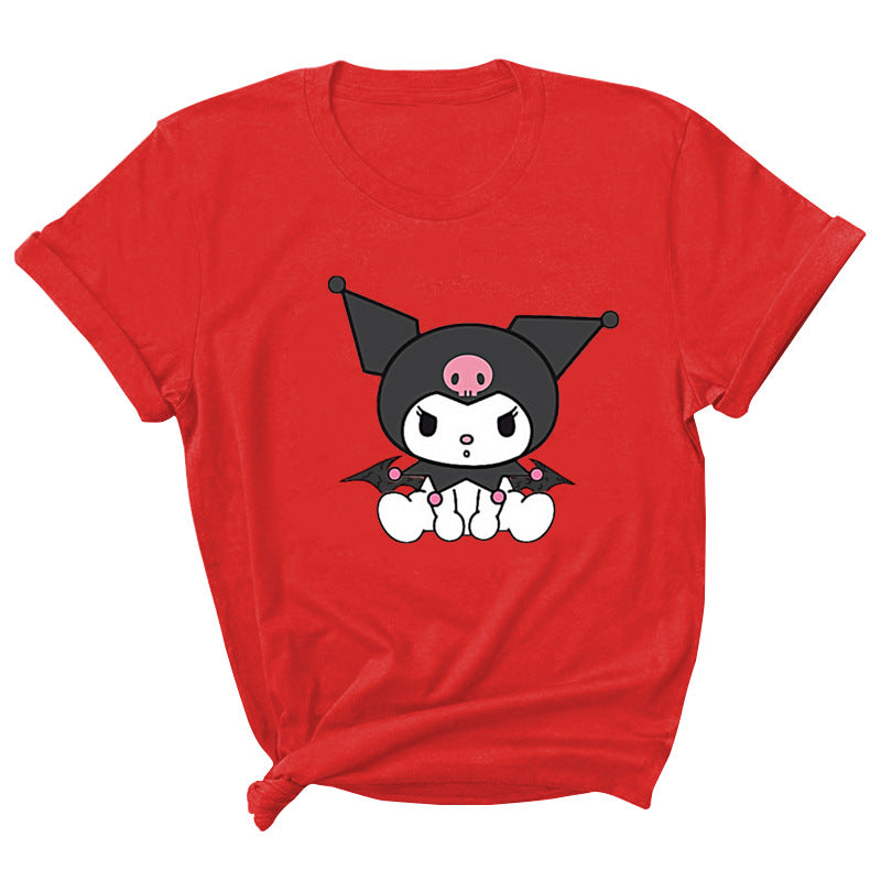 My Melody Hoodie Kuromi Cute Printed Short Sleeve round Neck T-shirt