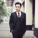 Casual Groom Attire Tuxedo Suits for Men Business Men Suit Autumn and Winter Suit Men's Three-Piece Casual Business Blazer