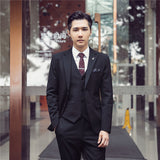 Casual Groom Attire Tuxedo Suits for Men Business Men Suit Autumn and Winter Suit Men's Three-Piece Casual Business Blazer