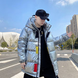 Men's down Cotton-Padded Coat Large Size Cotton-Padded Coat Cotton-Padded Coat Loose Cargo Men's Hooded Winter Clothing Coat Men Winter Outfit Casual Fashion