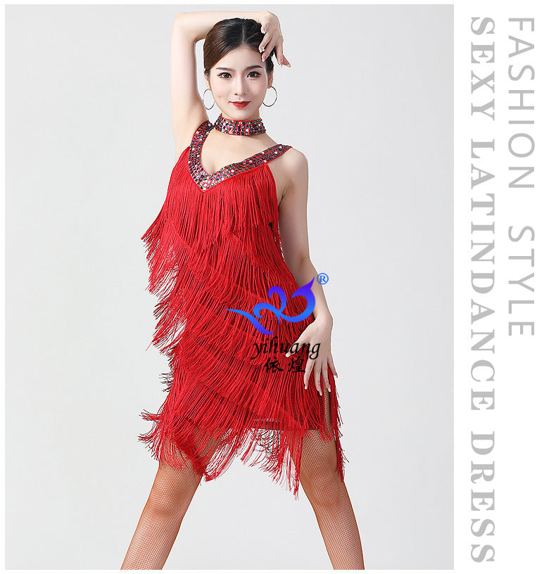 Flapper Dress Sequins Tassel Dress Ball Dance Dress V-neck Tassel Dancing Dress