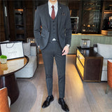 Mens Graduation Outfits Men's Suit Set Business Casual Small Suit Jacket Youth Slim Fit Bridegroom Three-Piece Wedding Professional Top