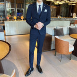 Mens Graduation Outfits Men's Suit Set Business Casual Small Suit Jacket Youth Slim Fit Bridegroom Three-Piece Wedding Professional Top