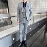 Mens Graduation Outfits Men's Suit Set Business Casual Small Suit Jacket Youth Slim Fit Bridegroom Three-Piece Wedding Professional Top