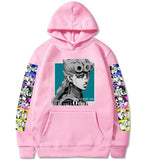 Jojo's Bizarre Adventure plus Size Retro Sports Printed Velvet Padded Hooded Sweatshirt Male