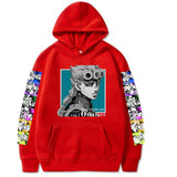 Jojo's Bizarre Adventure plus Size Retro Sports Printed Velvet Padded Hooded Sweatshirt Male