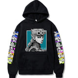 Jojo's Bizarre Adventure plus Size Retro Sports Printed Velvet Padded Hooded Sweatshirt Male