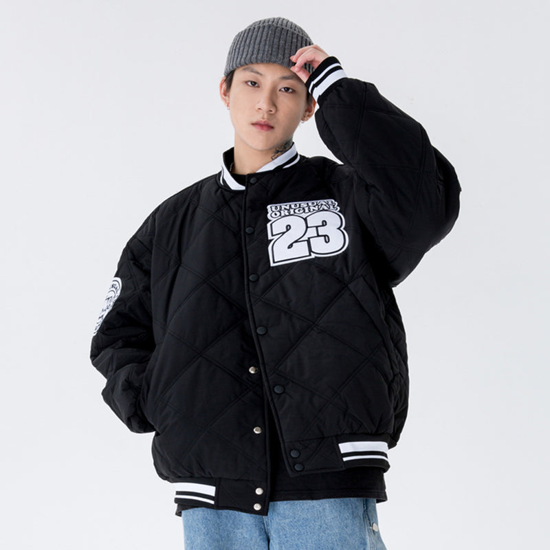 Letter Baseball Uniform Men's plus Size Retro Sports Casual Long Sleeve Baggy Coat Men Cotton Padded Jackets