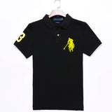 USPA Shirts Golf Polo Men's Lapel Embroidery Horse Short Sleeve