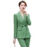 Women Pants Suit Uniform Designs Formal Style Office Lady Bussiness Attire Striped Fashion Formal Suit Work Clothes