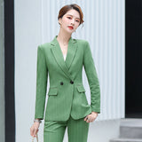 Women Pants Suit Uniform Designs Formal Style Office Lady Bussiness Attire Striped Fashion Formal Suit Work Clothes