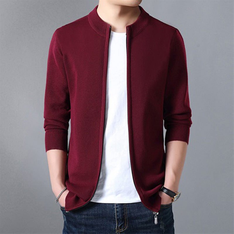 Winter Men's round Neck Solid Color Slim Sweater Sweater Large Size Fashion Trend Casual Cardigan Coat Men Cardigan Sweater